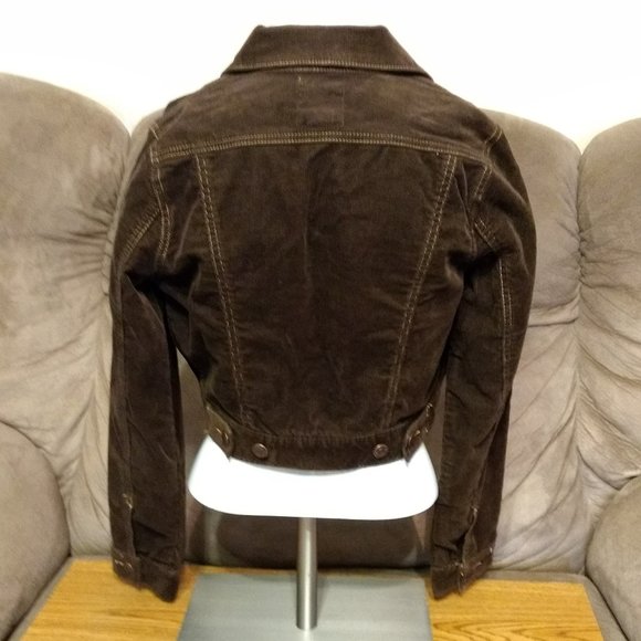 Old Navy Jacket Corduroy Brown XS Stretch Trucker - Picture 2 of 8